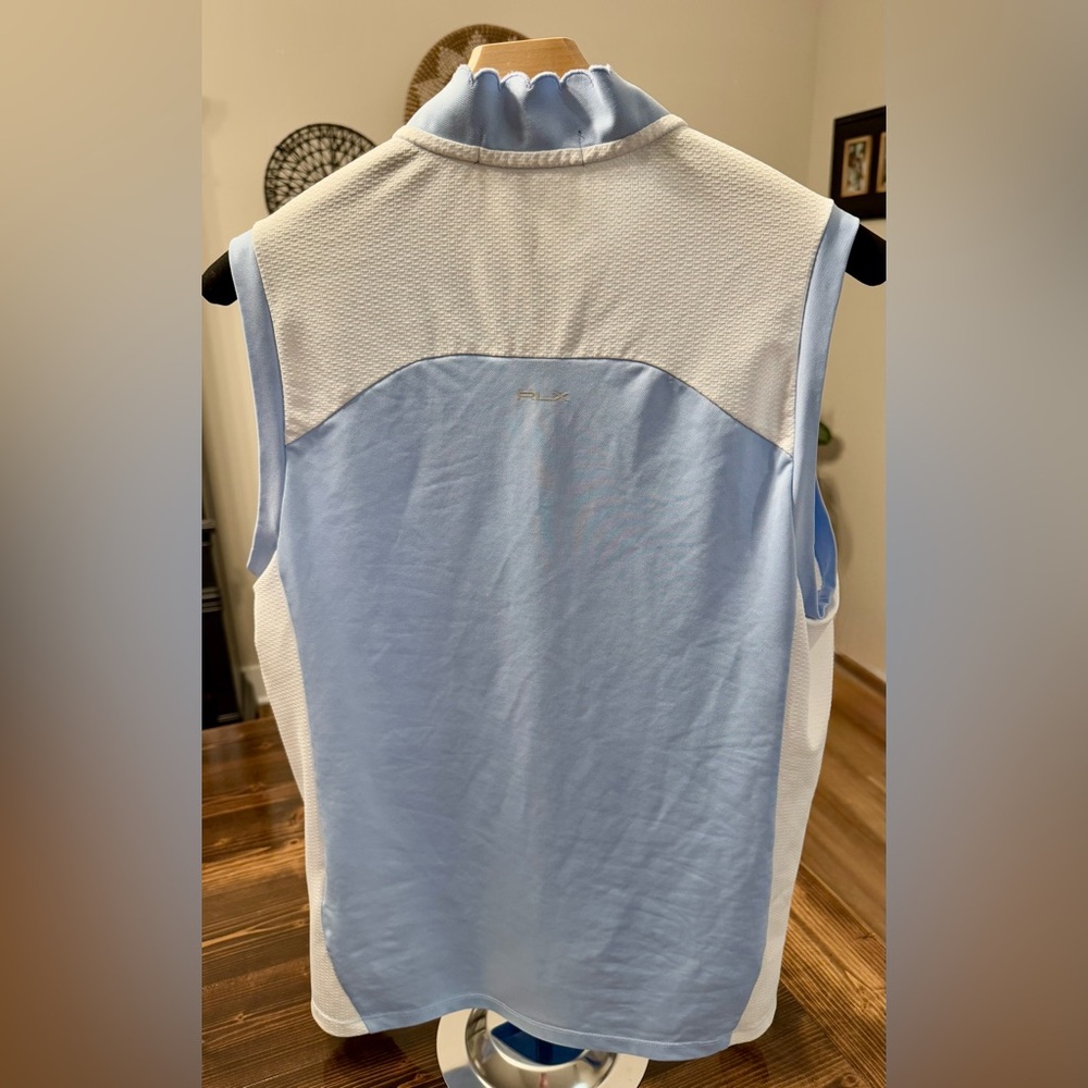 RLX Ralph Lauren Sky Blue & White Sleeveless Golf‎ Top Size L EUC - Picture 2 of 9